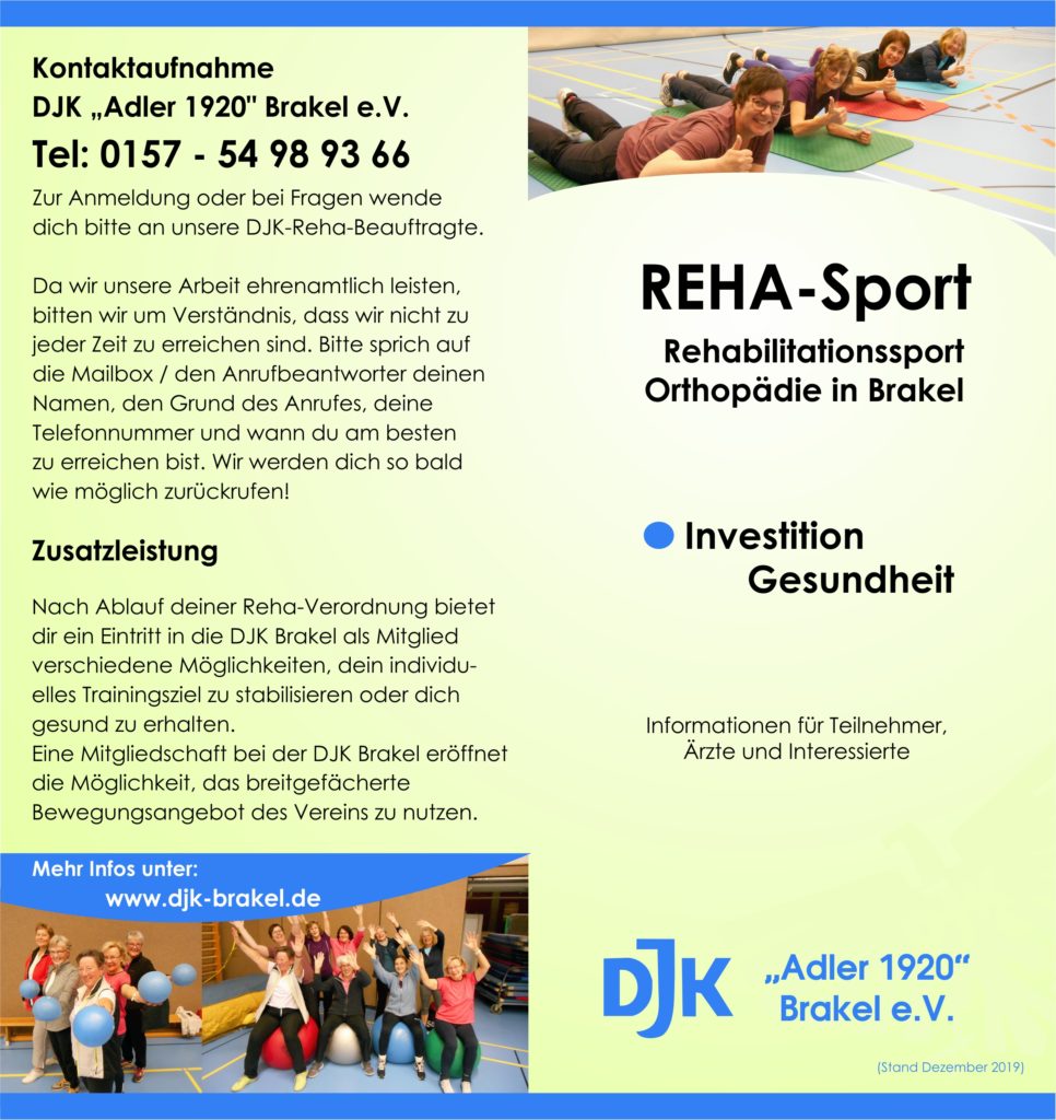 Flyer Rehabilitationssport bei der DJK Brakel - Seite 1
